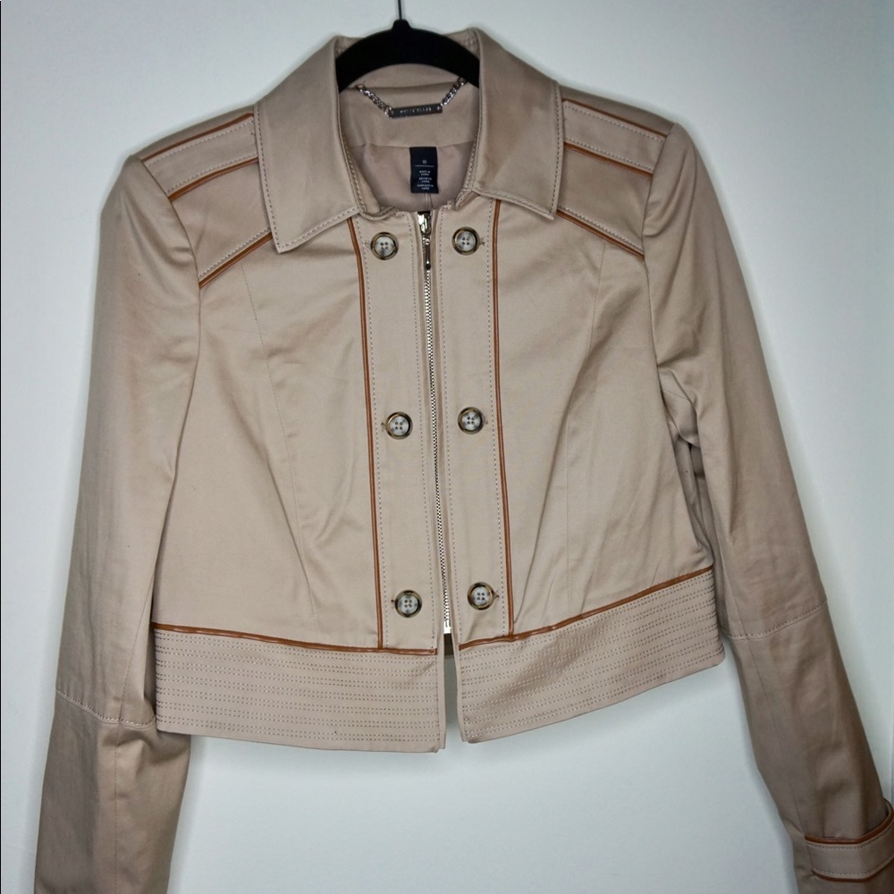 WHBM Cropped Jacket, Toasted Sesame